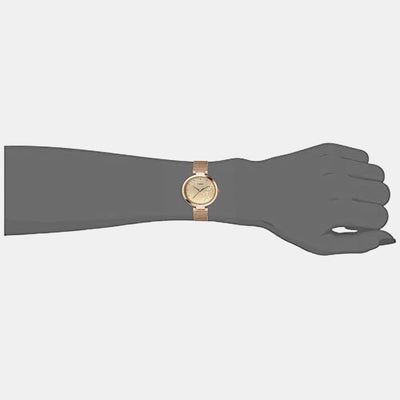 Fashion Women Quartz Rose Gold Dial Analog Stainless Steel Watch TW000X219