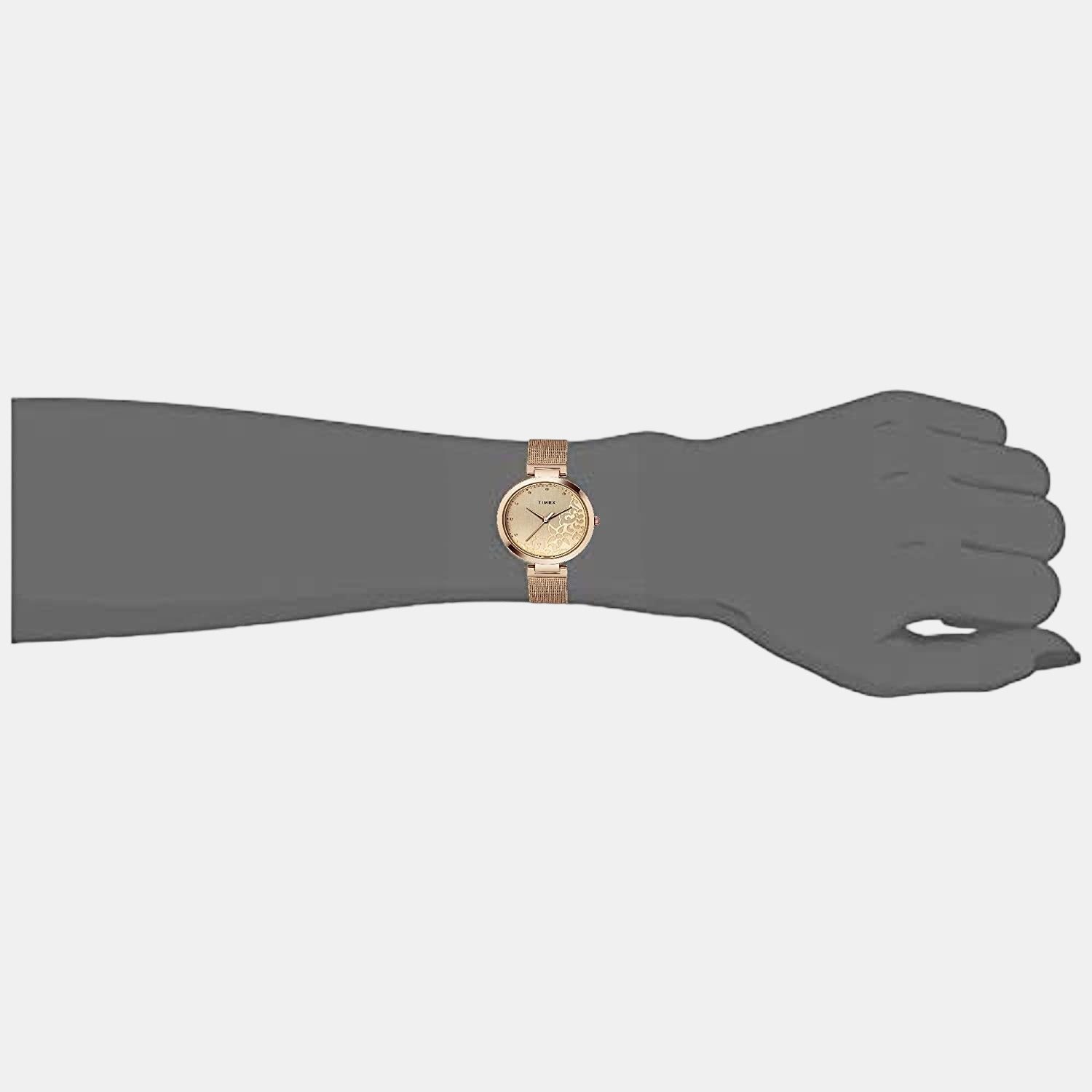 Fashion Women Quartz Rose Gold Dial Analog Stainless Steel Watch TW000X219