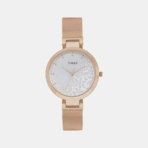 Fashion Women Quartz Silver Dial Analog Stainless Steel Watch TW000X220