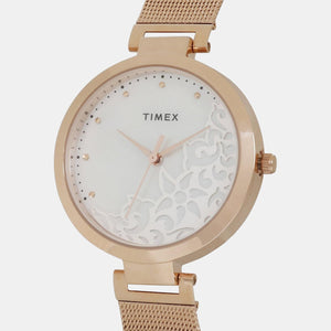 Fashion Women Quartz Silver Dial Analog Stainless Steel Watch TW000X220