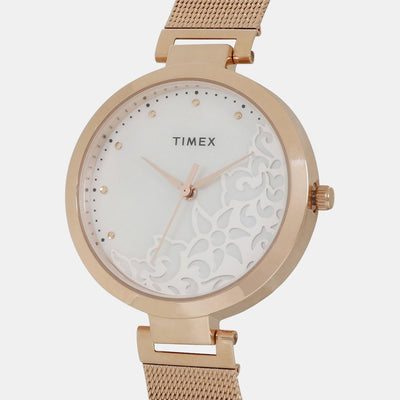 Fashion Women Quartz Silver Dial Analog Stainless Steel Watch TW000X220