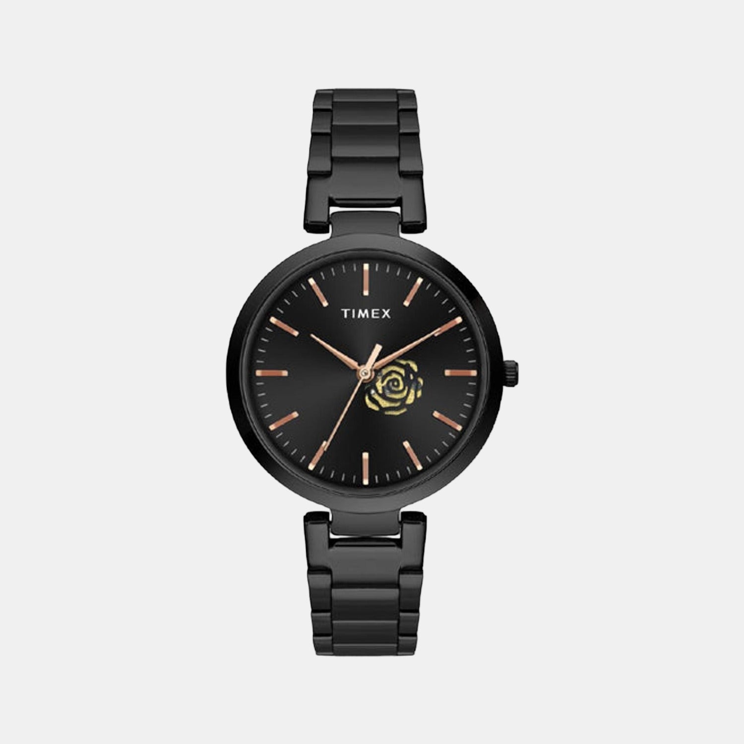 Fashion Women Quartz Black Dial Analog Stainless Steel Watch TW000X225