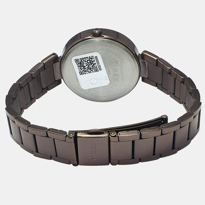 Fashion Women Quartz Brown Dial Analog Stainless Steel Watch TW000X227