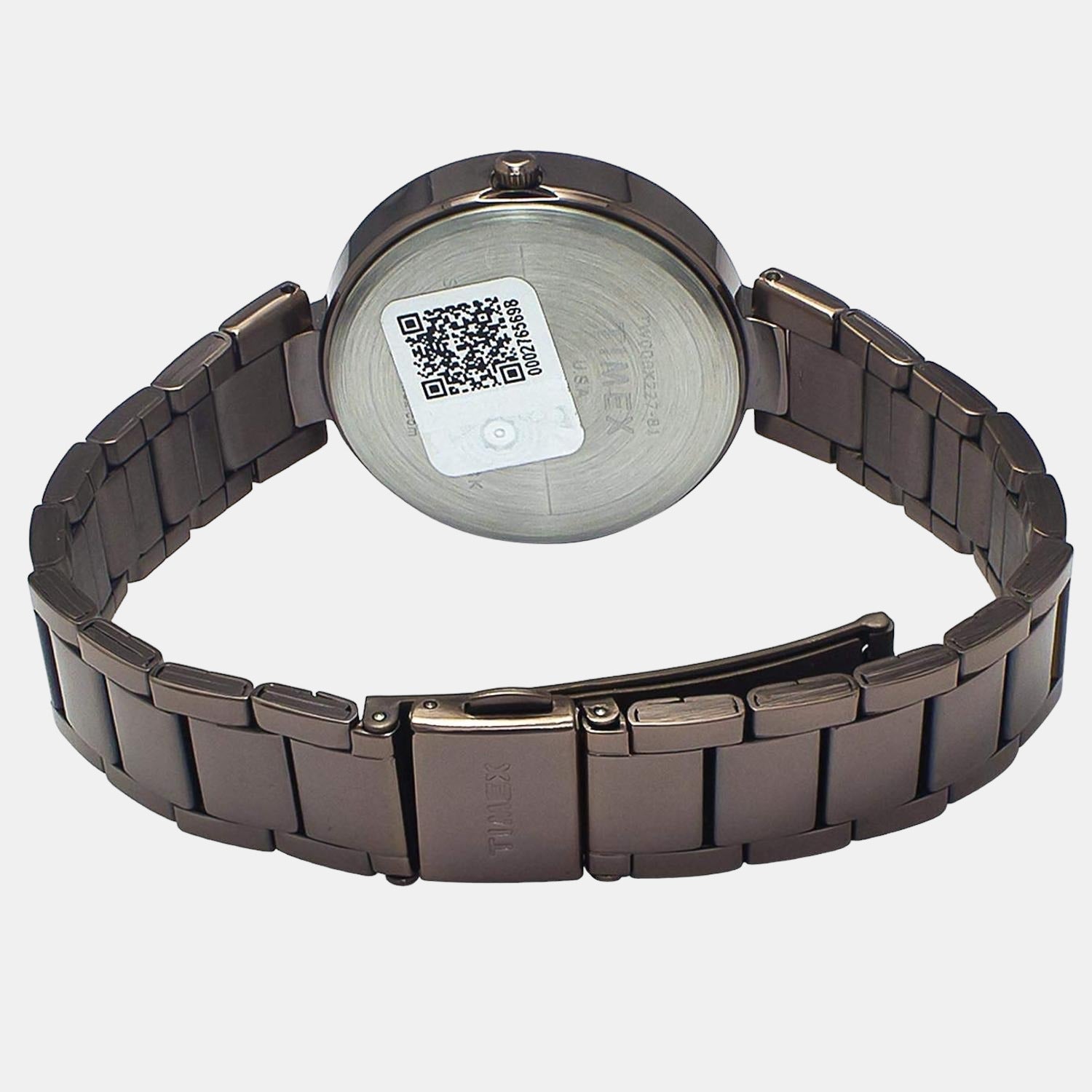 Fashion Women Quartz Brown Dial Analog Stainless Steel Watch TW000X227