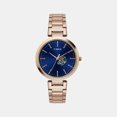 Fashion Women Quartz Blue Dial Analog Stainless Steel Watch TW000X229