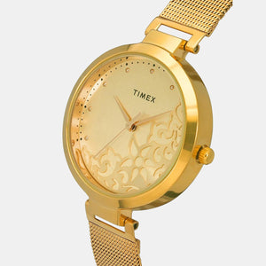 Fashion Women Quartz Gold Dial Analog Brass Watch TW000X235