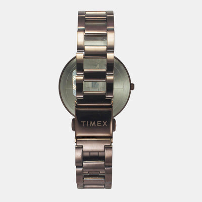 Fashion Women Quartz Brown Dial Multi-Function Stainless Steel Watch TW000X267