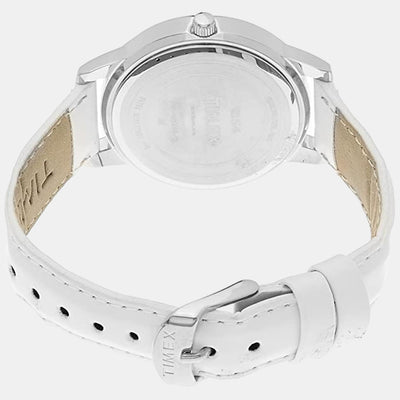 Fashion Women Quartz Silver Dial Analog Leather Watch TW000Y803