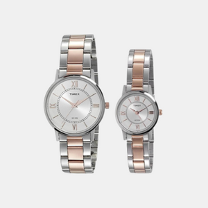 Couple Quartz Silver Dial Analog Stainless Steel Watch TW00PR213