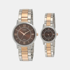 Couple Quartz Brown Dial Analog Stainless Steel Watch TW00PR214