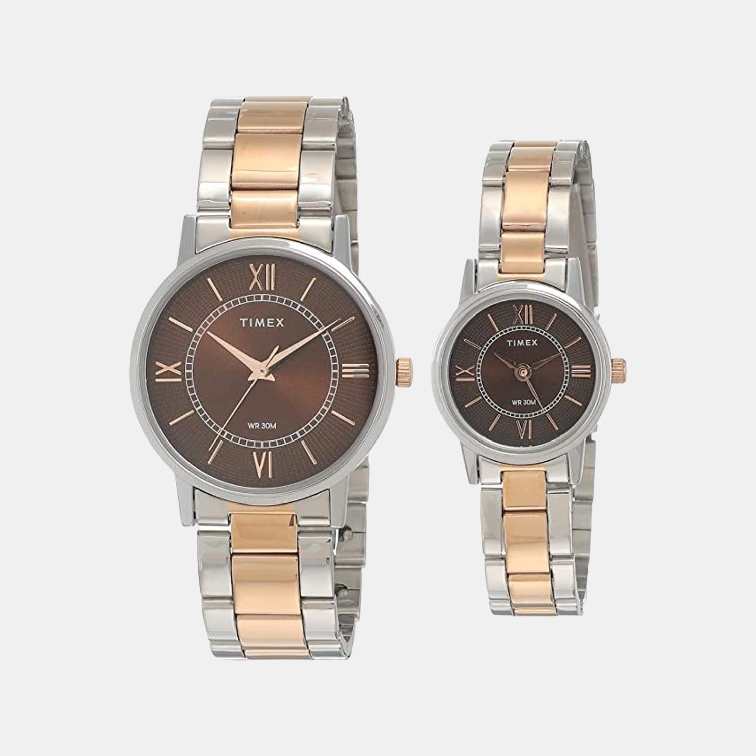 Couple Quartz Brown Dial Analog Stainless Steel Watch TW00PR214