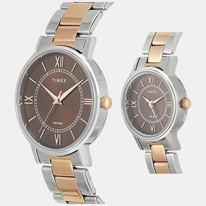 Couple Quartz Brown Dial Analog Stainless Steel Watch TW00PR214