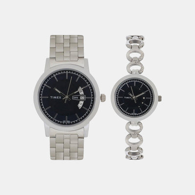 Couple Quartz Blue Dial Analog Stainless Steel Watch TW00PR228