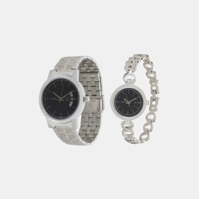 Couple Quartz Blue Dial Analog Stainless Steel Watch TW00PR228