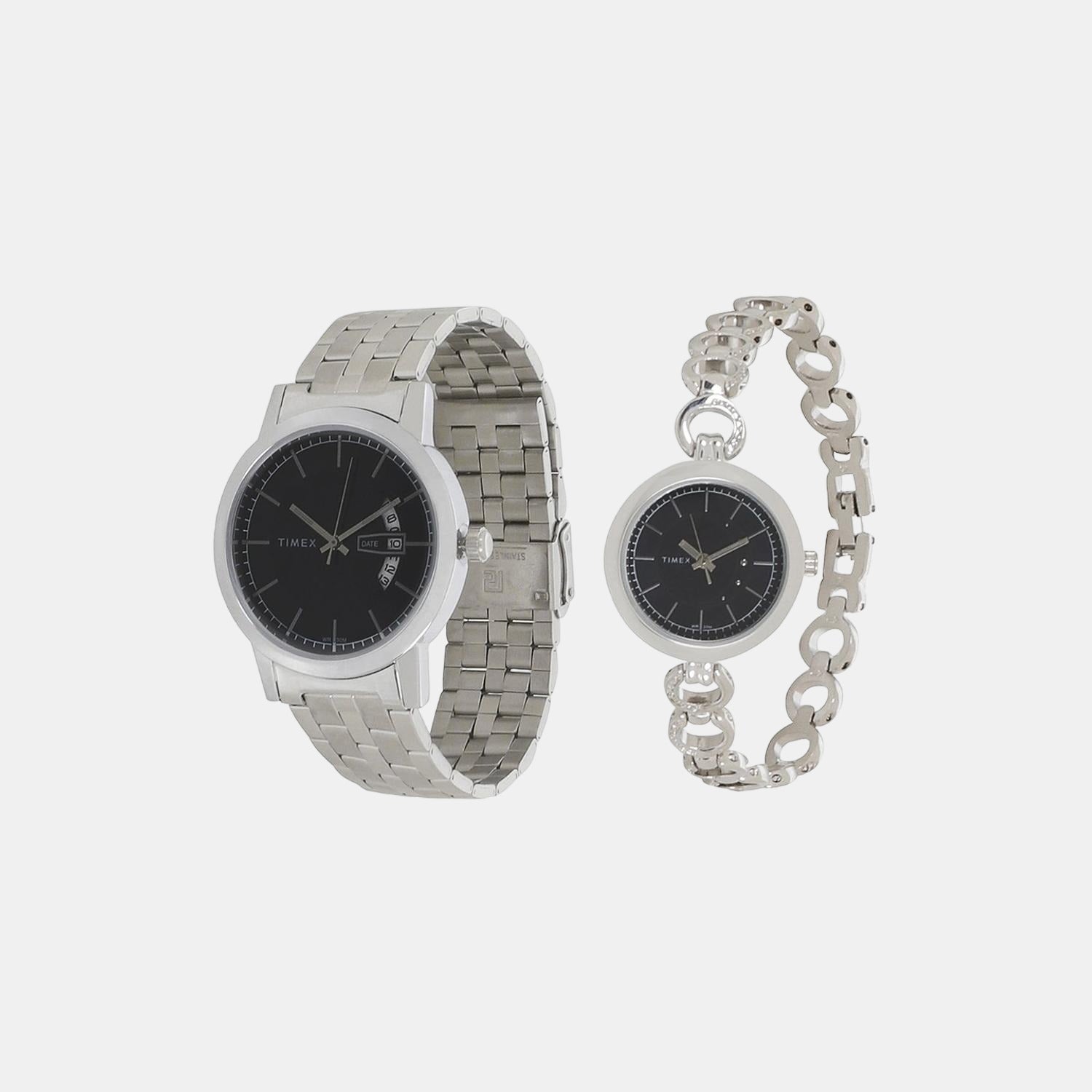 Couple Quartz Blue Dial Analog Stainless Steel Watch TW00PR228