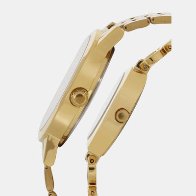 Couple Quartz Gold Dial Analog Stainless Steel Watch TW00PR229