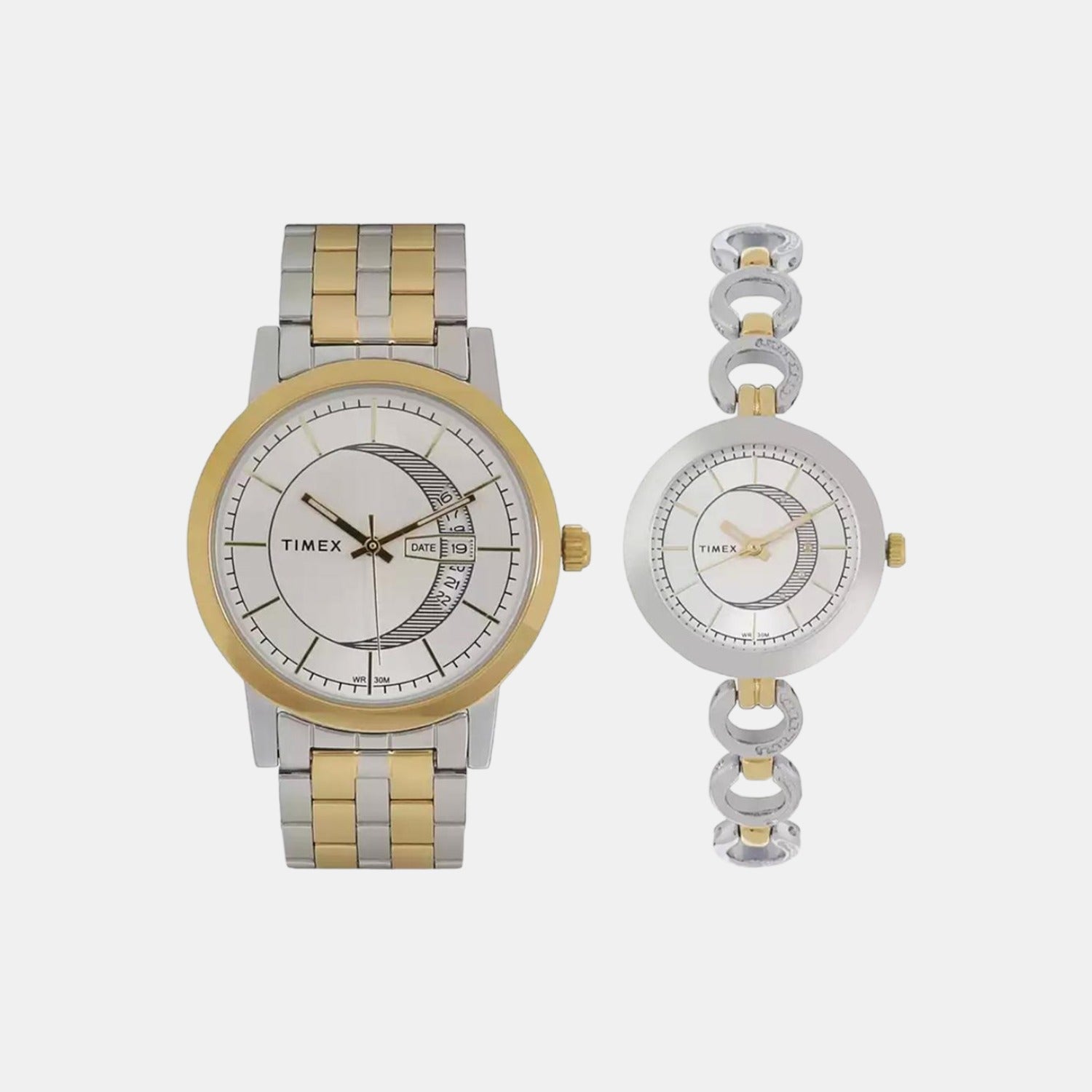 Couple Quartz Silver Dial Analog Stainless Steel Watch TW00PR230