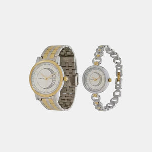 Couple Quartz Silver Dial Analog Stainless Steel Watch TW00PR230