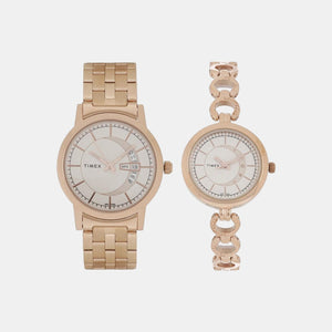 Couple Quartz Silver Dial Analog Stainless Steel Watch TW00PR231