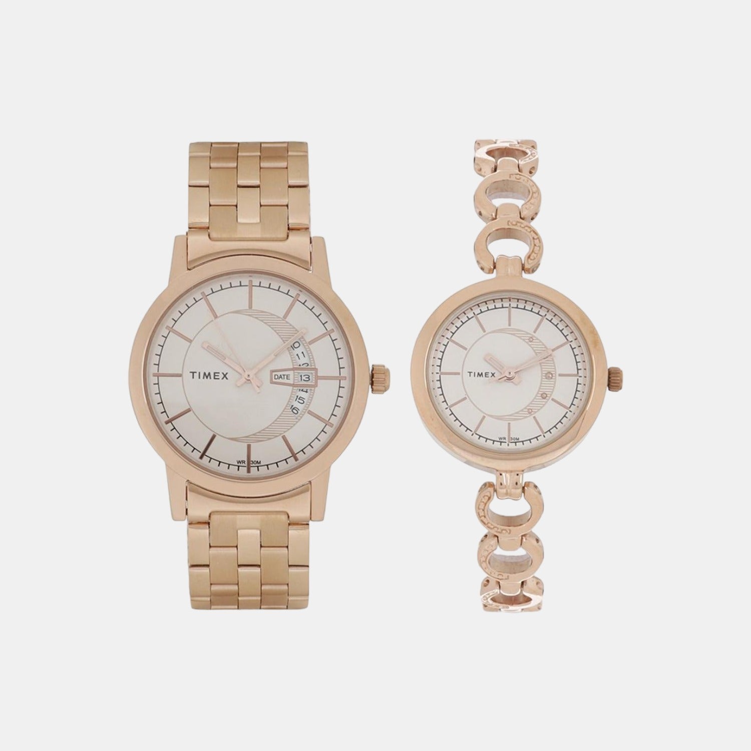 Couple Quartz Silver Dial Analog Stainless Steel Watch TW00PR231