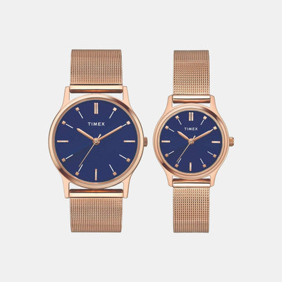 Couple Quartz Blue Dial Analog Stainless Steel Watch TW00PR270