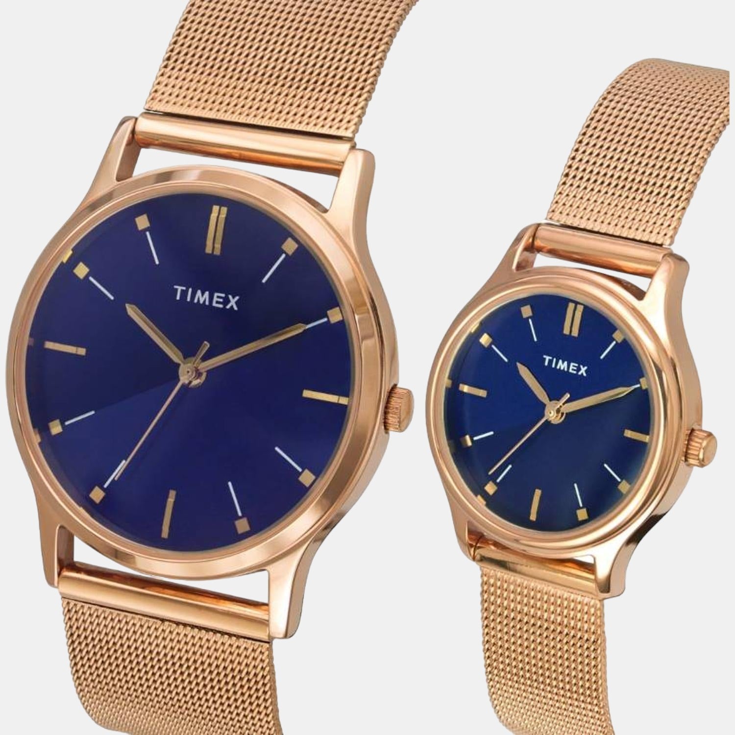 Couple Quartz Blue Dial Analog Stainless Steel Watch TW00PR270