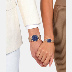 Couple Quartz Blue Dial Analog Stainless Steel Watch TW00PR270