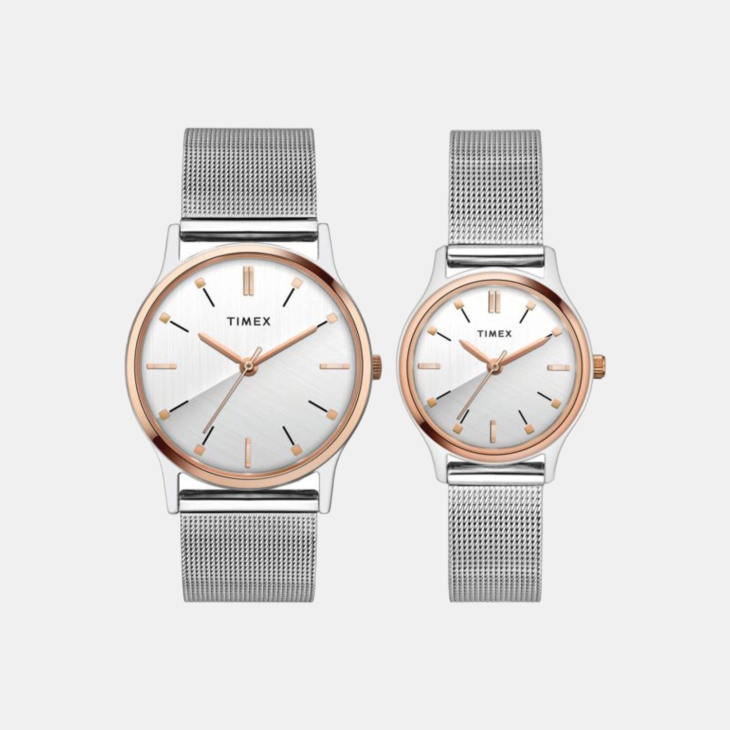 Couple Quartz Silver Dial Analog Stainless Steel Watch TW00PR271