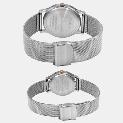 Couple Quartz Silver Dial Analog Stainless Steel Watch TW00PR271