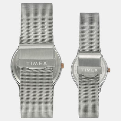 Couple Quartz Silver Dial Analog Stainless Steel Watch TW00PR271