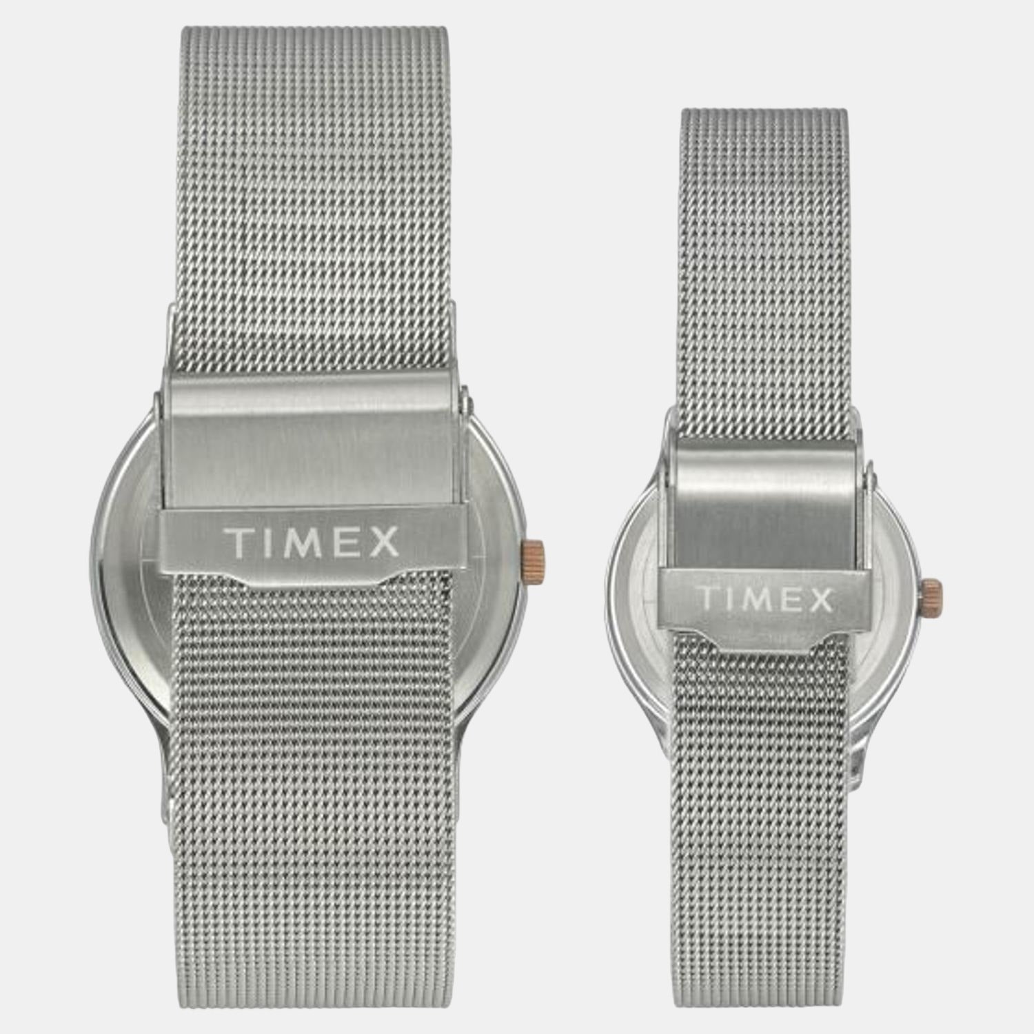Couple Quartz Silver Dial Analog Stainless Steel Watch TW00PR271