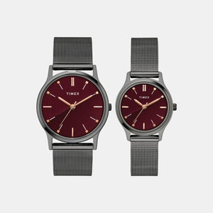 Classics Couple Quartz Red Dial Analog Stainless Steel Watch TW00PR272