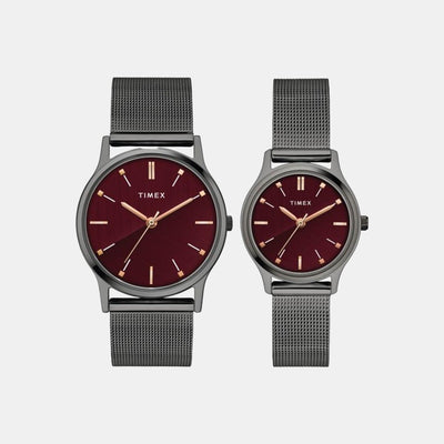 Classics Couple Quartz Red Dial Analog Stainless Steel Watch TW00PR272