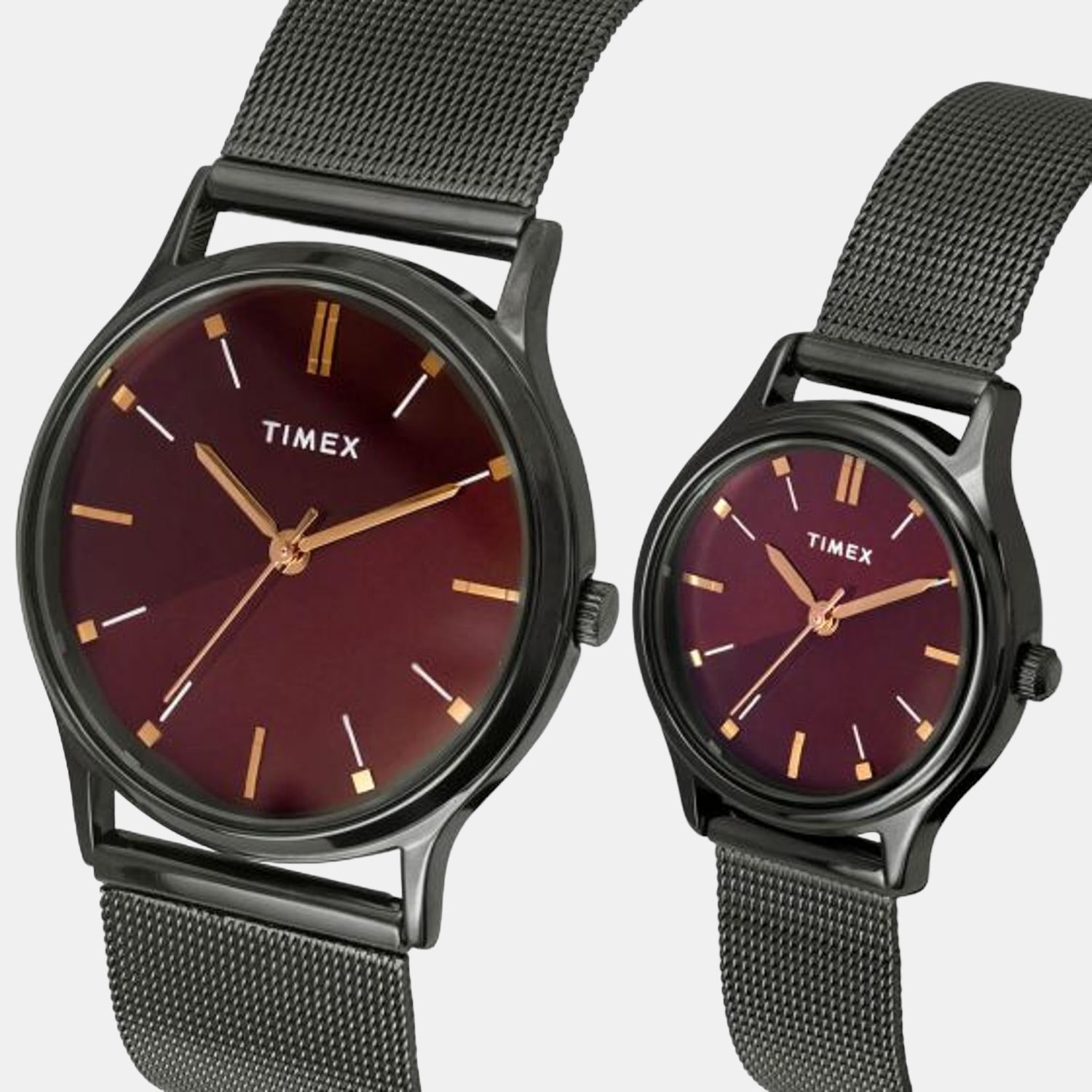 Classics Couple Quartz Red Dial Analog Stainless Steel Watch TW00PR272