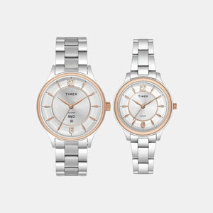 Empera Couple Quartz Silver Dial Analog Stainless Steel Watch TW00PR274