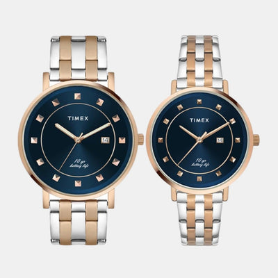 Empera Couple Quartz Blue Dial Analog Stainless Steel Watch TW00PR282