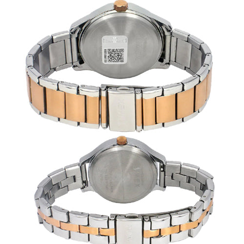 Timex Fashion Collection Premium Quality Multifunction Pair's Analog Silver Dial Coloured Quartz Watch, Round Dial with 44mm TW00PR291