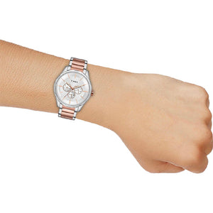 Timex Fashion Collection Premium Quality Multifunction Pair's Analog Silver Dial Coloured Quartz Watch, Round Dial with 44mm TW00PR291
