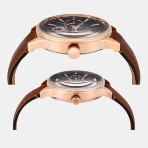 Fashion Couple Quartz Blue Dial Multi-Function Leather Watch TW00PR302