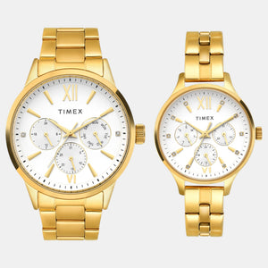 Fashion Couple Quartz Silver Dial Multi-Function Stainless Steel Watch TW00PR303