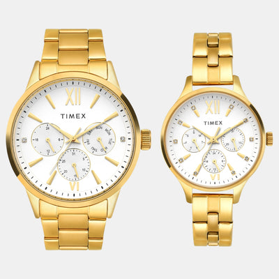Fashion Couple Quartz Silver Dial Multi-Function Stainless Steel Watch TW00PR303