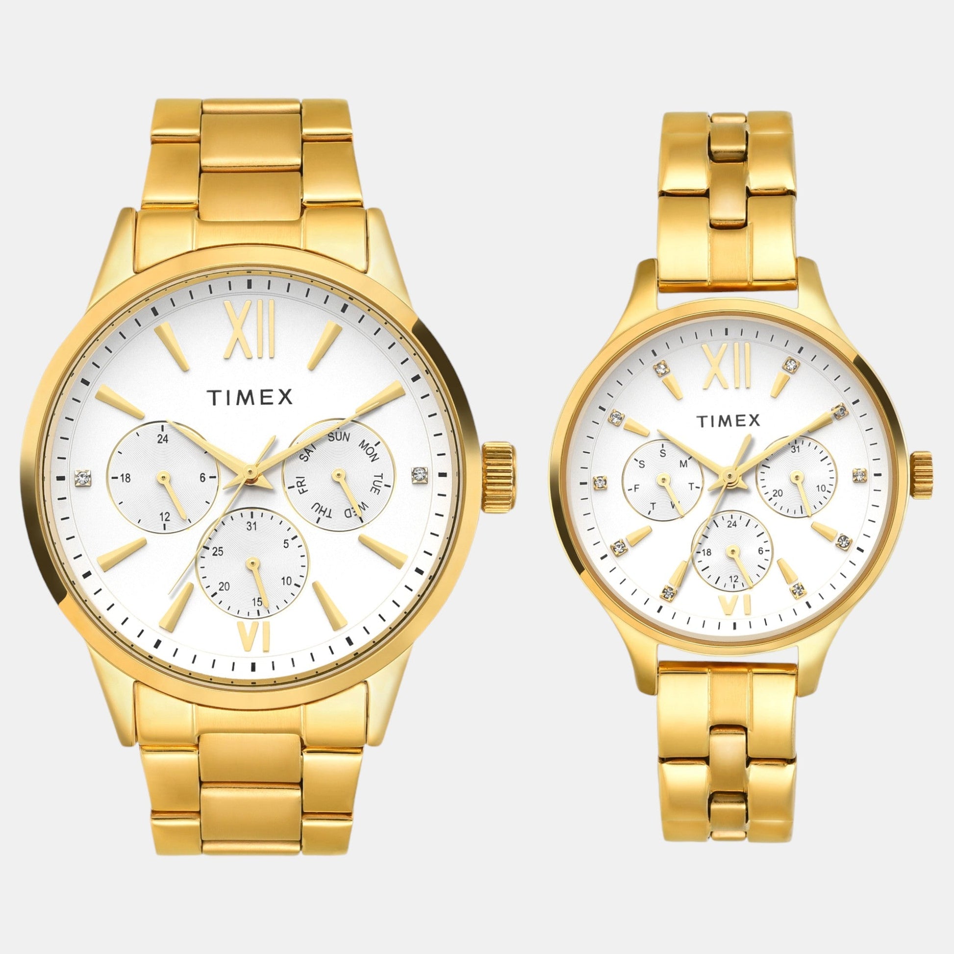 Fashion Couple Quartz Silver Dial Multi-Function Stainless Steel Watch TW00PR303