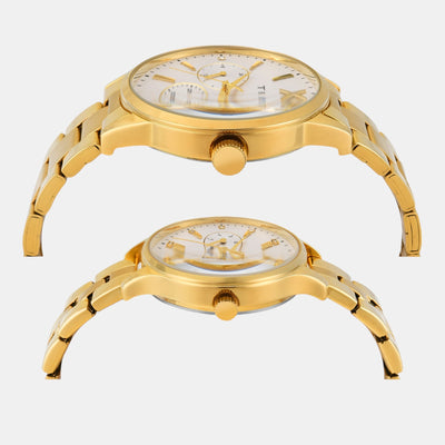 Fashion Couple Quartz Silver Dial Multi-Function Stainless Steel Watch TW00PR303