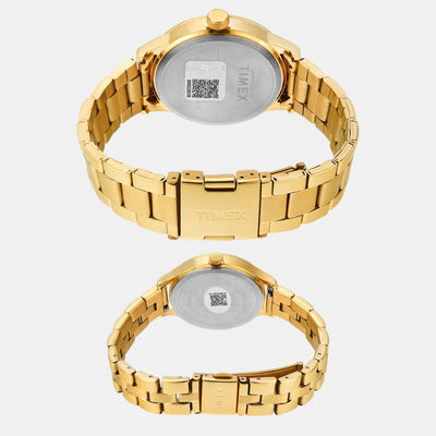 Fashion Couple Quartz Silver Dial Multi-Function Stainless Steel Watch TW00PR303