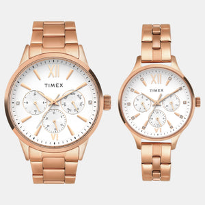 Fashion Couple Quartz Silver Dial Multi-Function Stainless Steel Watch TW00PR304