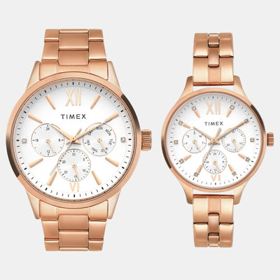 Fashion Couple Quartz Silver Dial Multi-Function Stainless Steel Watch TW00PR304