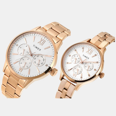 Fashion Couple Quartz Silver Dial Multi-Function Stainless Steel Watch TW00PR304