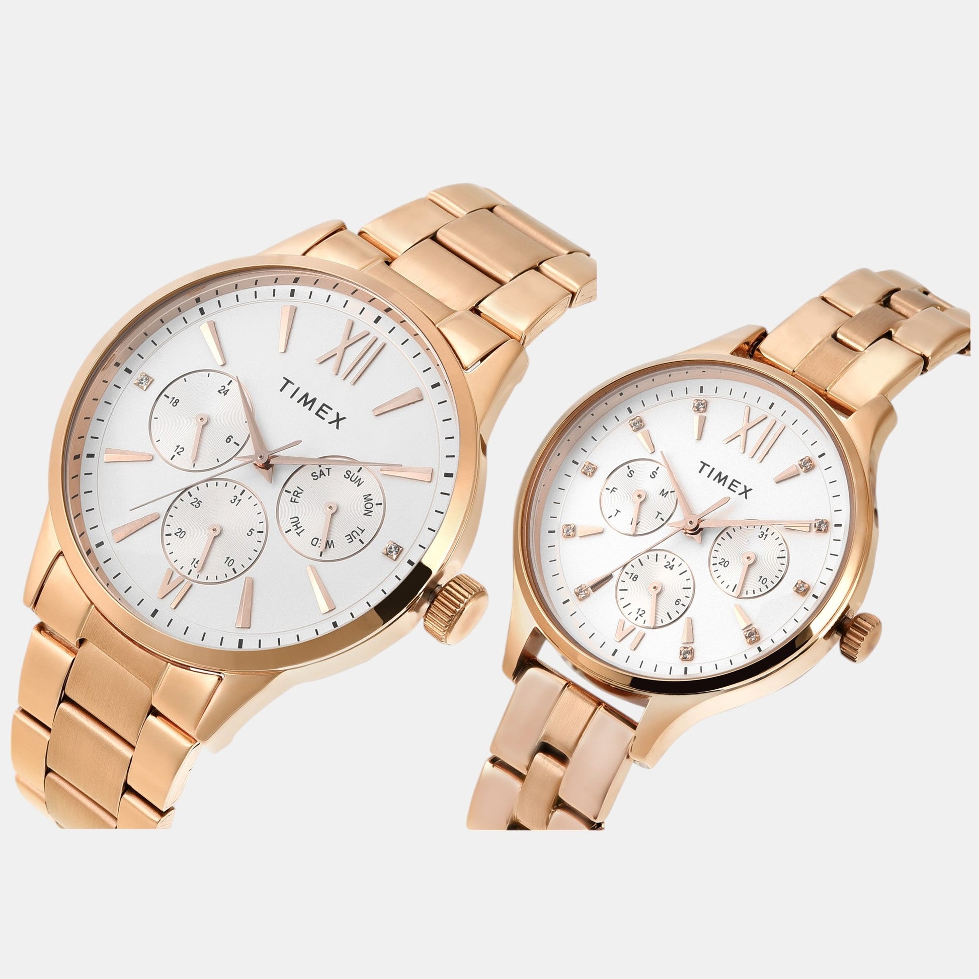 Fashion Couple Quartz Silver Dial Multi-Function Stainless Steel Watch TW00PR304