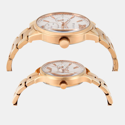 Fashion Couple Quartz Silver Dial Multi-Function Stainless Steel Watch TW00PR304