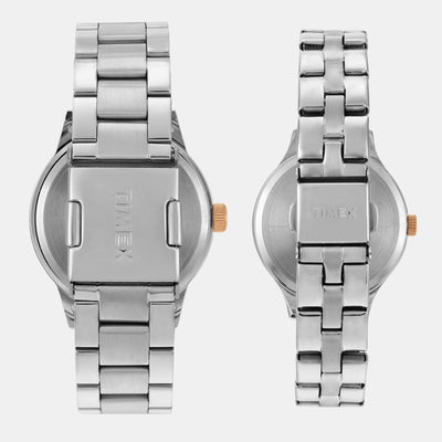 Fashion Couple Quartz Blue Dial Multi-Function Stainless Steel Watch TW00PR305
